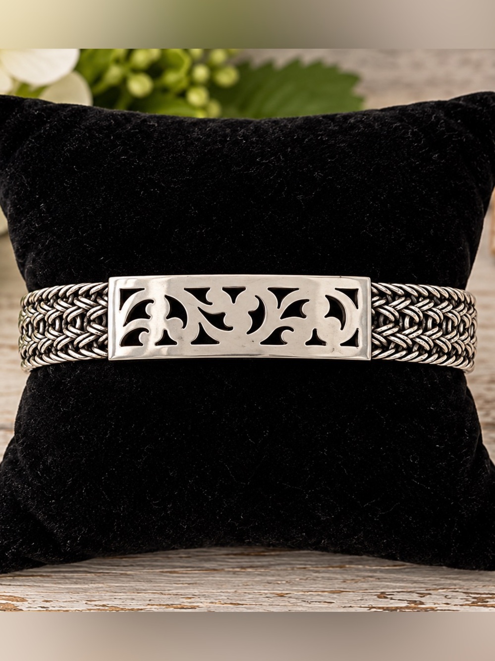 Lois Hill Sterling Silver Thai Weave Toggle Bracelet 6.75”